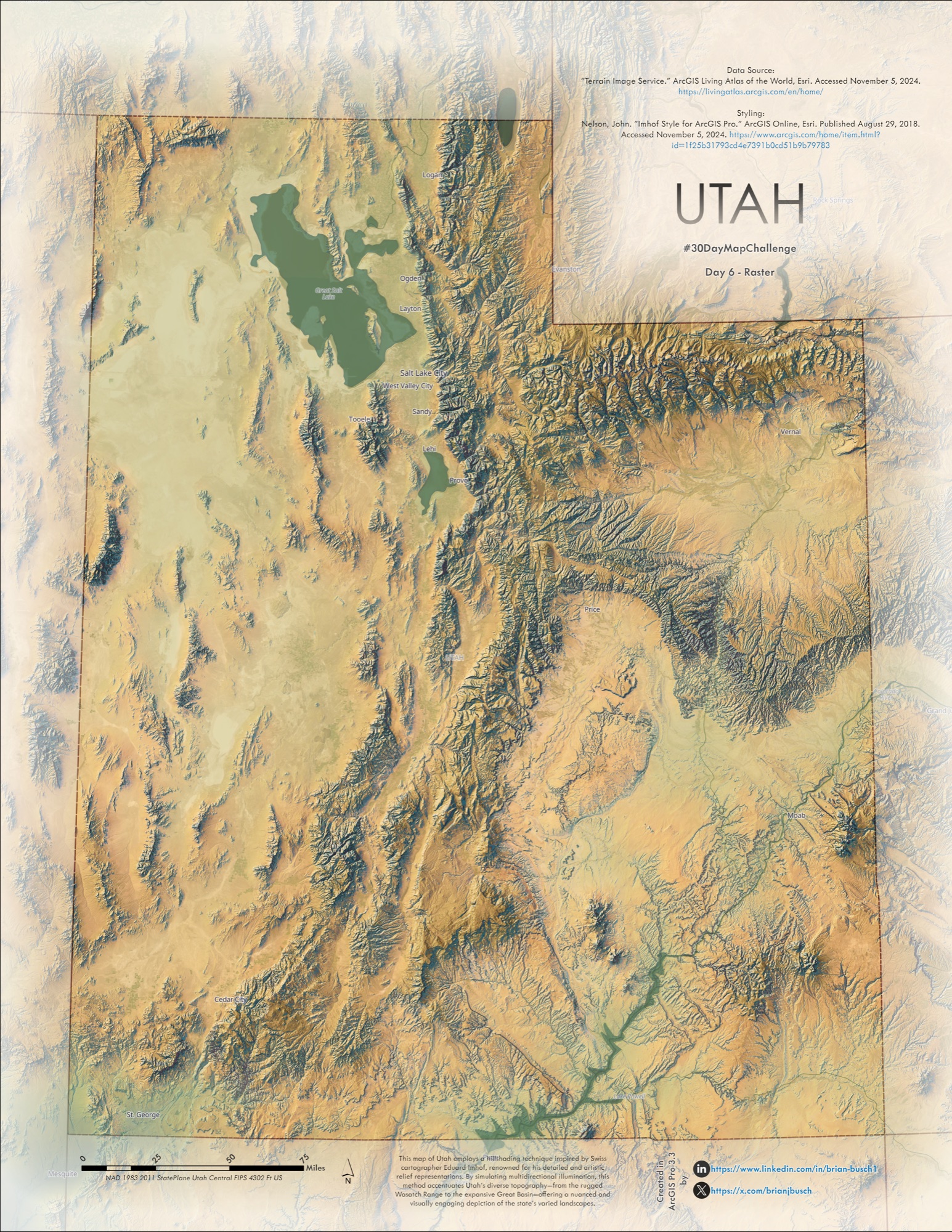 Raster terrain and analysis map.