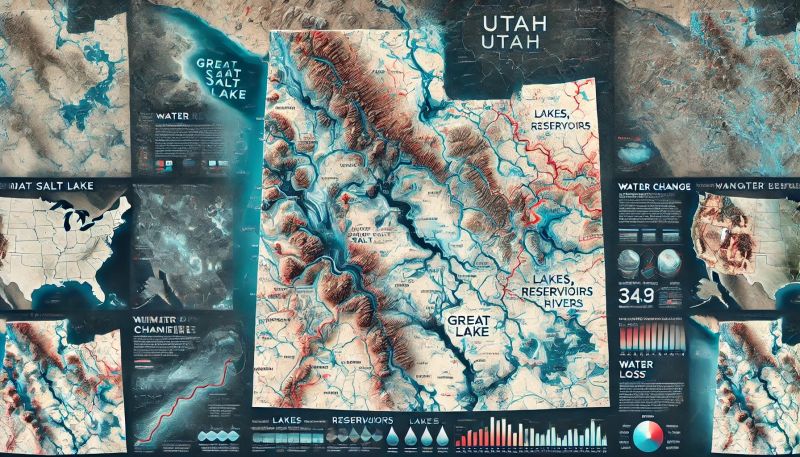 AI-generated fictional map of Utah water resources.